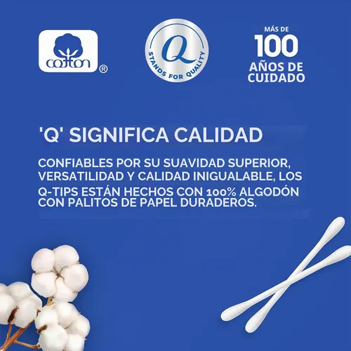 Vista 3 de Q-tips Hisopos de algodón, originales, para el hogar, primeros auxilios y belleza, 100% algodón, 500