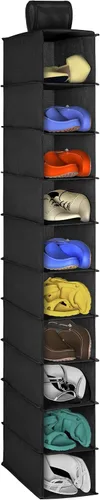 Vista 9 de Organizador de zapatos colgante para armario, organizadores de zapatos de 10 niveles y almacenamiento, soporte para zapatos que ahorra espacio