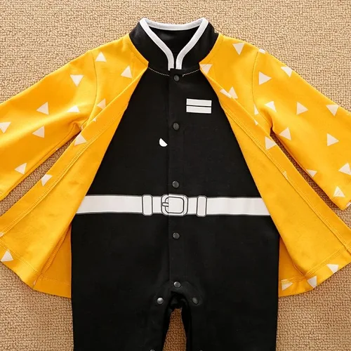 Vista 4 de Mameluco de Tanjiro para bebé, traje de traje de traje de traje de bebé recién nacido, kimono