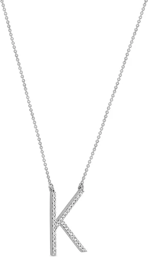 Vista 5 de Collar con colgante de plata de ley con inicial de diamante y tachonado del alfabeto de la A a la Z, joyería de regalo de amor personalizado
