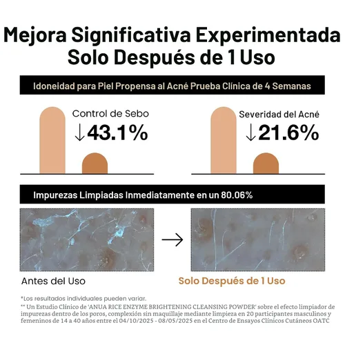 Vista 6 de ANUA Polvo de limpieza iluminador con enzimas de arroz, mascarilla de arroz, ceramida, lavado facial suave para piel radiante, limpiador facial