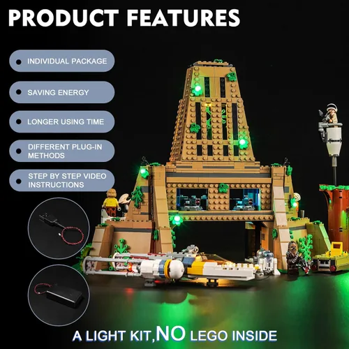 Vista 4 de BrickBling Luz LED compatible con Lego Yavin 4 Rebel Base 75365 Juego de construcción (edificio no incluido), iluminación creativa compatible