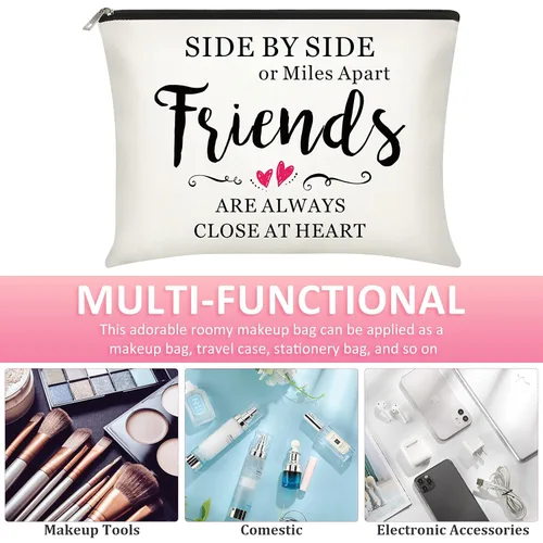 Vista 3 de Xuniea 8 bolsas de maquillaje para amigos, bolsas de cosméticos de amistad, bolsa de cosméticos portátil para mujeres, regalo de San Valentín