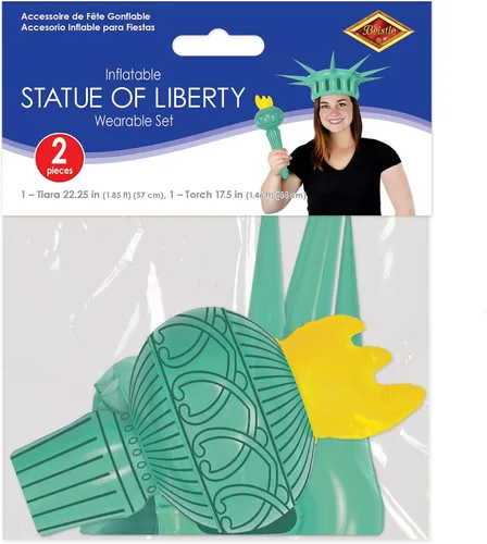 Vista 6 de Beistle Disfraz inflable de corona y antorcha de la estatua de la libertad, 22.25 pulgadas y 17.5 pulgadas, accesorios de fiesta patriótica