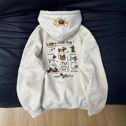Vista 2 de Sudadera con capucha con estampado de perro lindo para niñas adolescentes y niñas, sudadera de forro polar de gran tamaño Y2K Harajuku ropa estética