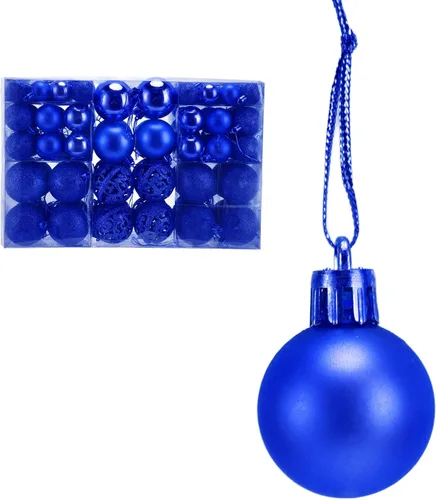 Vista 2 de Juego de 100 adornos de bolas de Navidad, decoraciones colgantes de temporada, bolas de Navidad de plástico inastillables, juego a granel para Azul