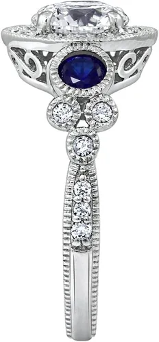 Vista 3 de Tienda Collection Platinum-Plated Sterling Silver Infinite Elements Cubic Zirconia Antique Round-Cut and Created Sapphire Ring