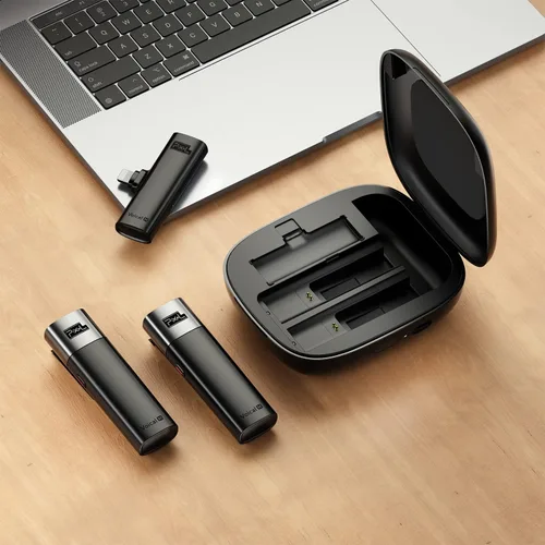 Vista 6 de PIXEL Micrófono Lavalier inalámbrico para iPhone iPad, MFi (fabricado para iOS) Sistema de micrófono inalámbrico con clip con 1 receptor y 2