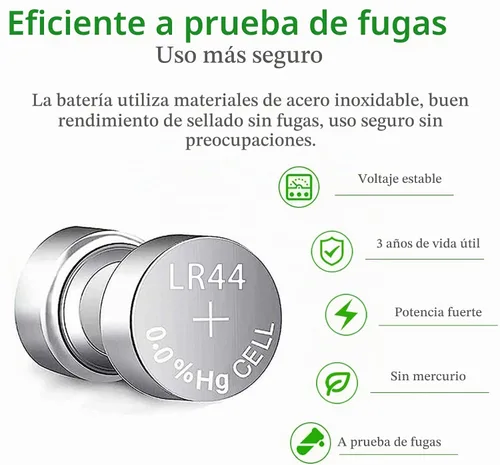 Vista 2 de Batería L1154f LR44 AG13 L1154 a76 357 303 sr44 Baterías de botón de 1.5V pilas de monedas (10 unidades)