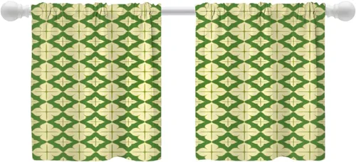 Vista 13 de Shrahala Art Nouveau Floral Pattern Blackout Curtain Tiers, Delicate Vine and Flower Design Kitchen Valance Light Blocking Tier Drapes with Rod