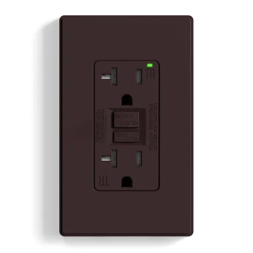 Vista 41 de ELEGRP Toma GFCI de 15 amperios, toma eléctrica GFI de autoprueba con diseño más delgado, receptáculo GFCI resistente a manipulaciones TR