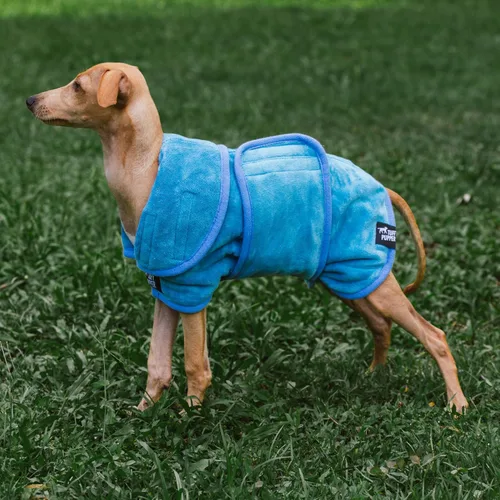 Vista 8 de Tuff Pupper Bata de baño para perro de secado rápido, toalla de felpa de 800 GSM, bata de baño súper absorbente para mascotas y cachorros, capucha