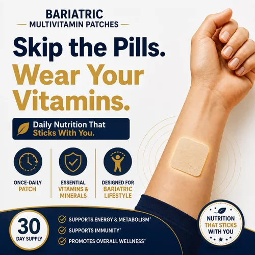 Vista 2 de Parches multivitamínicos bariátricos, suministro para 30 días, 30 parches diarios, vitamina B12, complejo B, folato, cromo, vitamina C y vitamina E