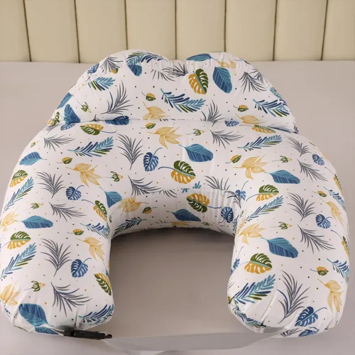 Vista 2 de Almohada de lactancia para lactancia materna, almohadas ergonómicas de alimentación para bebés con funda de algodón extraíble lavable, correa