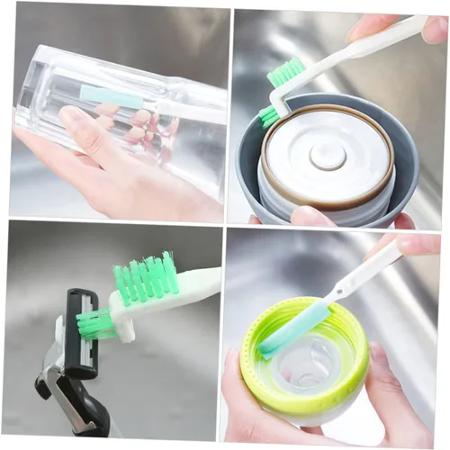 Vista 3 de KALLORY Juego de 3 cepillos de taza con mango ergonómico, pequeños cepillos de limpieza para botellas, ventanas de cocina y limpieza más suave sin
