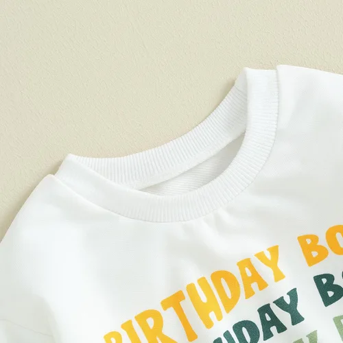Vista 4 de Gueuusu Traje de primer cumpleaños para bebé niño, sudadera con cuello redondo y estampado de sol para el primer viaje, sudadera con cuello redondo