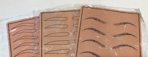 Vista 2 de Alluring Microblading - Hoja de piel falsa de práctica de 3 piezas para tatuajes de cejas, maquillaje permanente, piel de silicona, para practicar