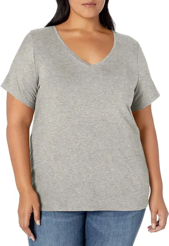 Vista 18 de Amazon Essentials - Camiseta de manga corta y cuello en V para mujer (disponible en tallas extragrandes)