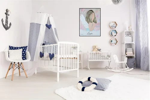Vista 5 de GICLEE PRINT ART Abstract Girl Angel Painting Canvas Print Oil Painting Home Decor Wall Decor Housewarming Gift Blue Pink Guardian Angel