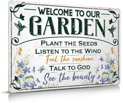 Vista 16 de Letrero de metal divertido para decoración de jardín, 12 x 8 pulgadas, letreros exteriores, regalos para jardinero, amante de las plantas