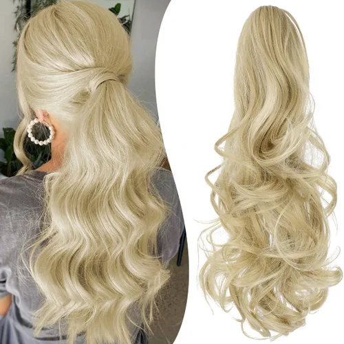 Vista 20 de Extensión de cola de caballo con clip de garra, de 18 pulgadas, extensiones de cabello ondulado largo para mujer, extensiones de cola de caballo