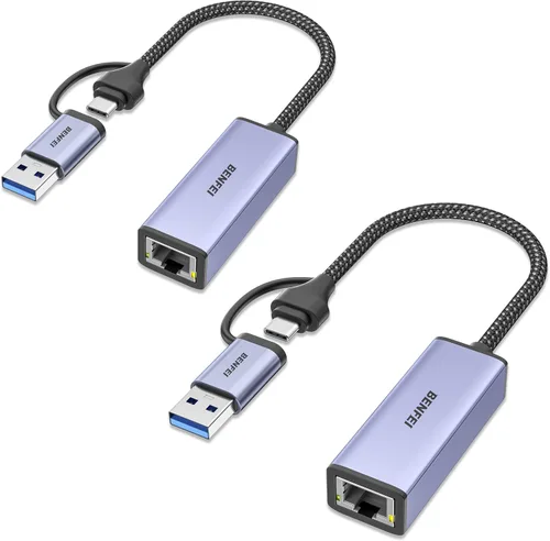 Vista 10 de BENFEI Adaptador USB 3.0 a Ethernet, Adaptador USB C a RJ45 de LAN Gigabit (1000Mbps), Compatible con MacBook/Pro/Air, Surface Pro, Windows