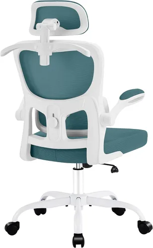 Vista 11 de AreShark Silla de Oficina Ergonómica con Soporte Lumbar Ajustable y Gancho para Respaldo, Silla de Malla Transpirable con Respaldo Alto y Ruedas