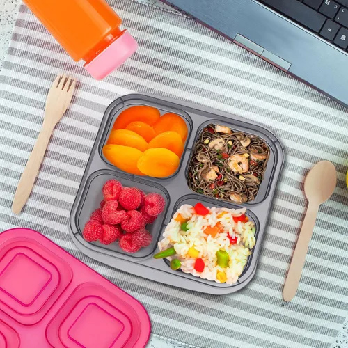 Vista 5 de Ruisita Caja Bento de 10 piezas con 4 compartimentos, reutilizable, contenedor de almacenamiento de alimentos divididos con tapas, control