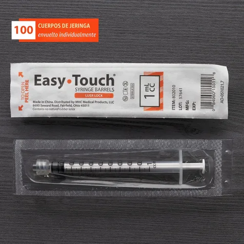 Vista 5 de EasyTouch Luer-Lock barril de jeringas, jeringa de 1ML, paquete de 100