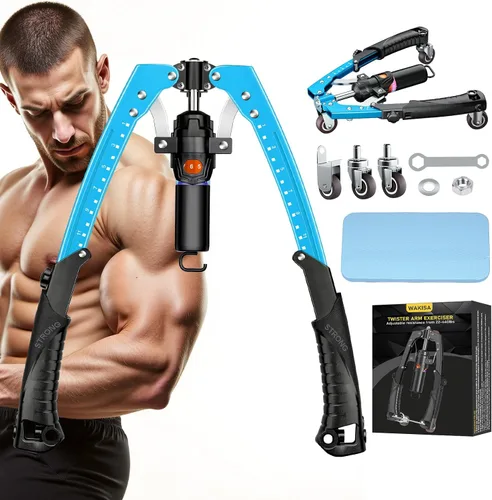 Vista 11 de Twister Arm Trainer, equipo de entrenamiento de pecho de potencia hidráulica 3 en 1 con ruedas de rodillo abdominal y ganchos, entrenador de brazo