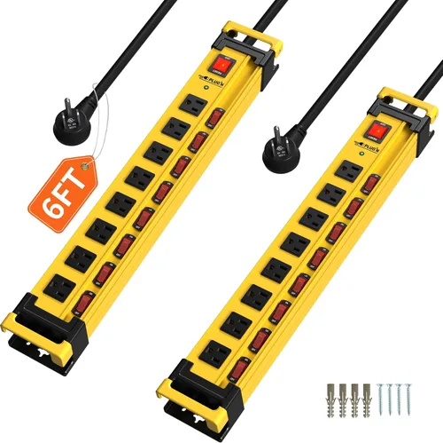 Vista 12 de Plug'n Regleta de Corriente Larga de 8 Tomas, Protector contra Sobretensiones de 2700J con Interruptores Individuales, Ampliamente Espaciada
