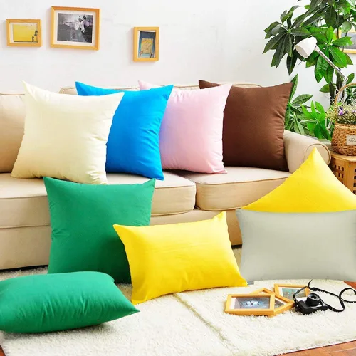 Vista 2 de Thmyo - Paquete de 4 fundas de almohada decorativas de 100 % algodón para lumbar, cómodas, sólidas, para Navidad/Halloween, fundas de cojín Blanco