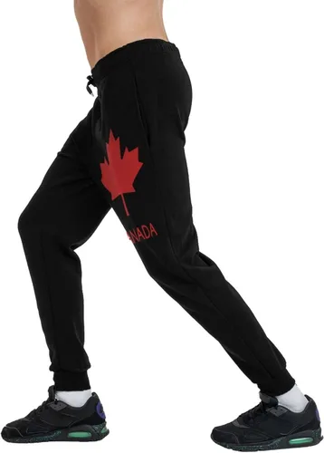 Vista 3 de Canada Maple Leaf Men's Joggers Pants with Pockets Athletic Loose-Fit Sweatpants for Workout, Running, Training Black