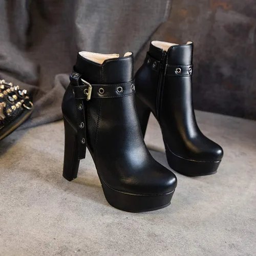 Vista 67 de Scaoruki Zapatos de otoño de moda para mujer, botines de tacón de bloque