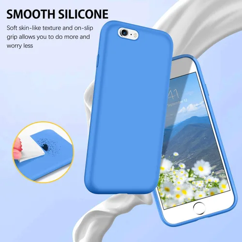 Vista 2 de GUAGUA Funda compatible con iPhone 6s, iPhone 6, silicona líquida, gel suave, goma delgada, ligera, forro de microfibra, con textura, a prueba