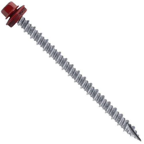 Vista 163 de Tornillos para techos de metal gris ABC 10 x 1 - Cabezal hexagonal - Arandela EPDM - Arandela de arranque automático/roscado - 1 bolsa - 250