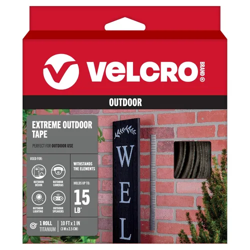 Vista 7 de Cinta resistente para exteriores de Velcro, de 10 pies x 1 pulgada, color negro con adhesivo para pegar Fuerte poder de sujeción resistente al
