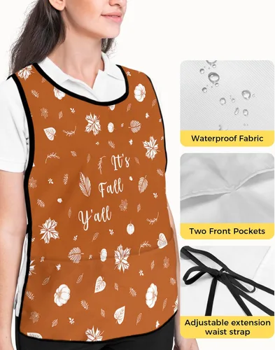 Vista 4 de Spring Flower Cobbler Aprons with 2 Pockets for Women Men, Modern Colorful Abstract Floral Plants