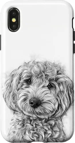 Vista 5 de iPhone 12/12 Pro Golden Doodle Retrato lindo perro ilustración caso de regalo