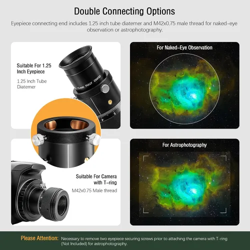 Vista 4 de Astromania Enfoque para telescopio, enfoque helicoidal doble de 1.25" para 1.25" - Orientación fija