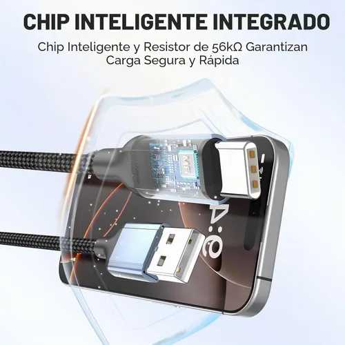 Vista 5 de Cable corto USB a USB C de 1 pie, paquete de 2 cables USB C de carga rápida de 1 pie para automóvil, trenzado corto USB A a C, cable de carga de 1