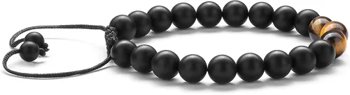 Vista 4 de Pulsera elástica Hamoery con cuentas naturales de ojo de tigre de 8 mm, para mujer y hombre