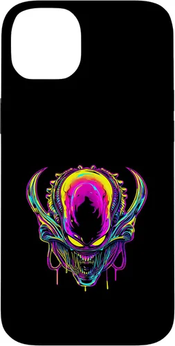 Vista 15 de iPhone 16 Retro Funny streetwear Synthwave 80s 90s spacezilla alien Case