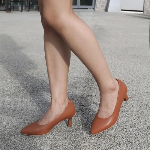 Vista 7 de ALLURENANA Zapatos de tacón bajo para mujer, puntera puntiaguda, gruesos, cómodos, sin cordones, tacón de bloque, puntera cerrada, zapatos de vestir