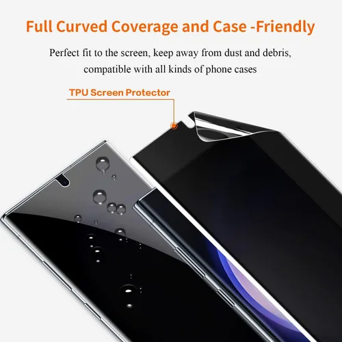 Vista 6 de 2 protectores de pantalla de TPU de privacidad (no vidrio templado) para Samsung Galaxy S22 Ultra 5G + 2 protectores de lente de cámara, película