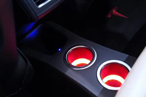 Vista 4 de Portavasos trasero LED - Consola de piso para Tesla Model S (azul)