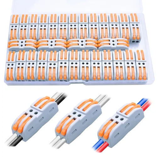 Vista 9 de Conectores de cable de palanca, paquete surtido de 75 conectores de cable, kit de conectores de empalme compacto para cables eléctricos, cables