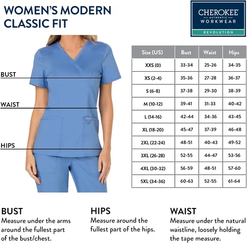 Vista 3 de Workwear Revolution WW610 - Ropa quirúrgica con estilo cruzado falso para mujer, elástica, suave y de fácil cuidado