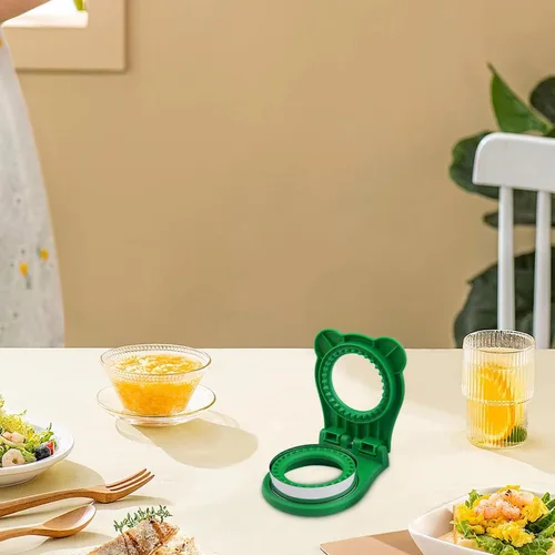 Vista 5 de Cortador de sándwich verde – perfecto para sándwiches, galletas y creaciones de bricolaje, cortador y sellador de sándwiches, desoxidante de pan sin