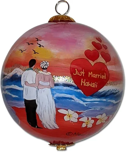 Vista 23 de Hawaiian Beach Life - Adorno hawaiano coleccionable de cristal pintado a mano con caja de regalo NB/H